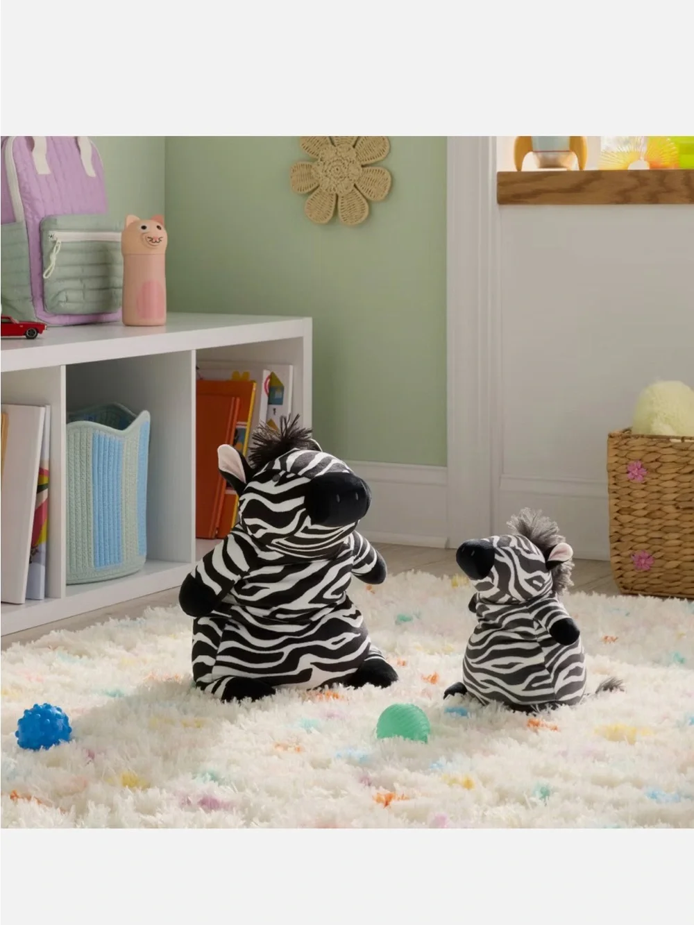 NWT Pillowfort Weighted Plush ZEBRA & BABY Stuffed Animal Throw Pillow